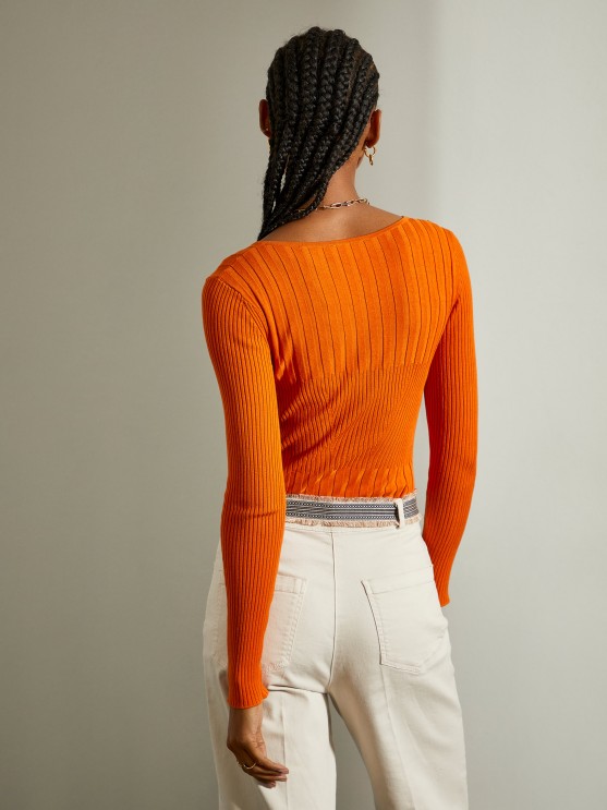 Camisola de malha canelada