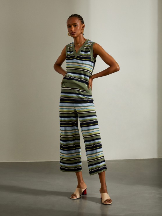 Striped knit pants