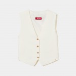 Linen vest with gold buttons