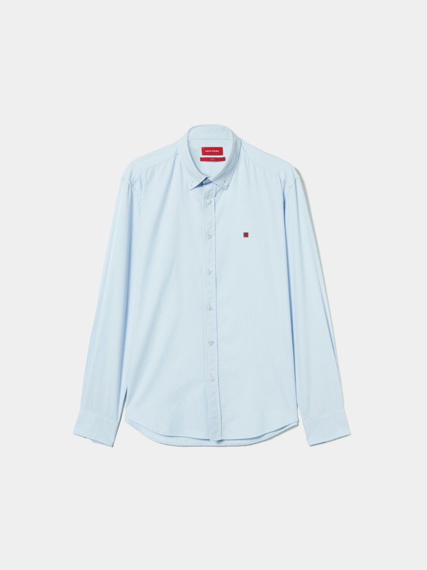 Camisa slim fit em sarja