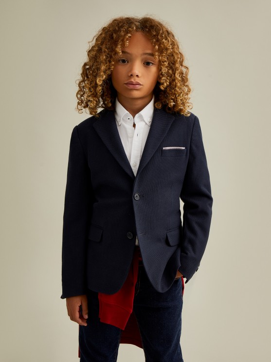 Piqu knit blazer