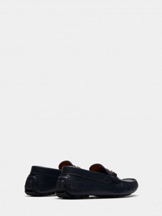 Man's leather moccasins with metallic detail