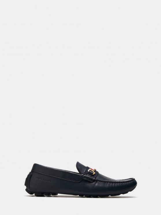 Man's leather moccasins with metallic detail