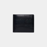 Cartera para hombre de cuero negro com relive