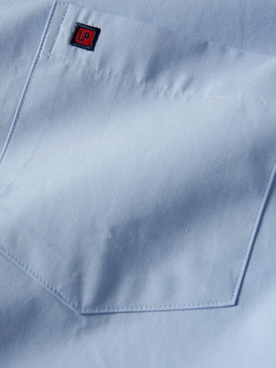 Man's regular fit cotton shirt in plain colour