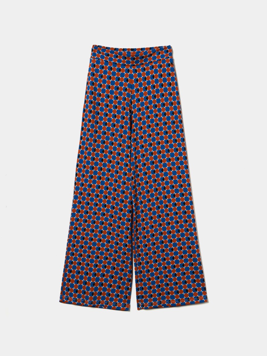 Pantalones de punto de pierna ancha con estampado
