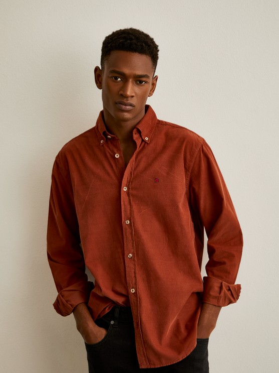 Camisa regular fit de bombazine