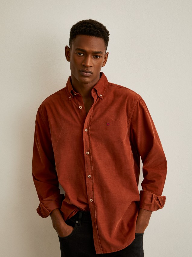 Camisa regular fit de bombazine