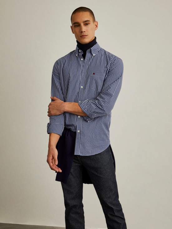 Man's regular fit shirt with checkered pattern