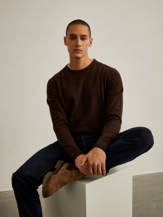Pullover de l gola redonda