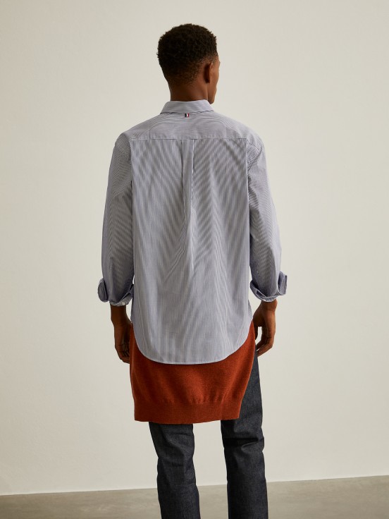 Camisa para hombre regular fit de algodón a rayas