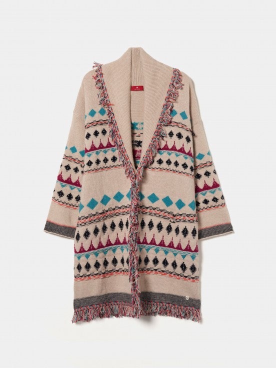 Jacquard knitted coat