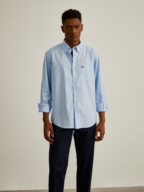 Cotton shirt in plain colour