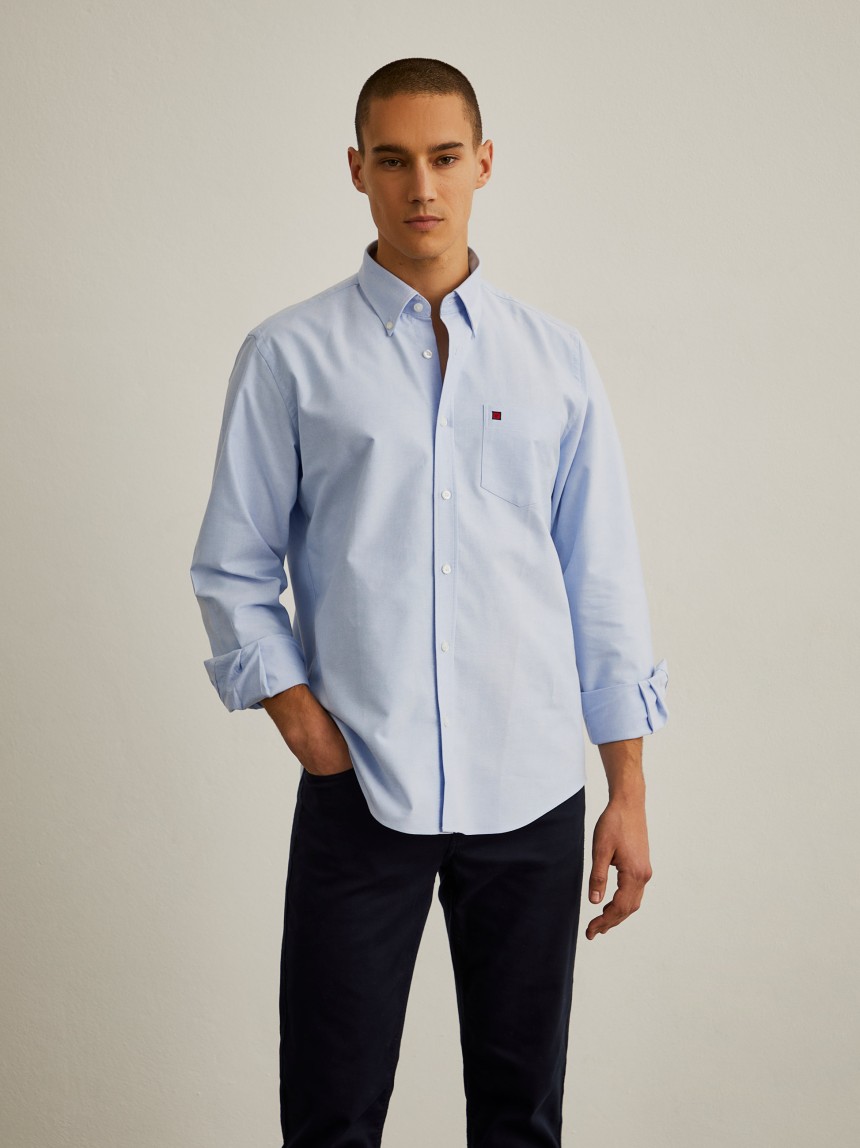 Cotton shirt in plain colour
