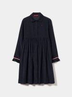 Vestido decote camiseiro em bombazina