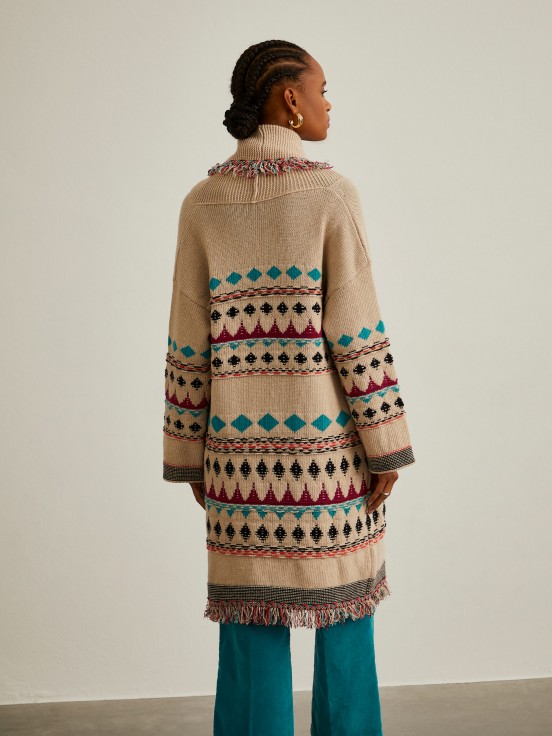Jacquard knitted coat