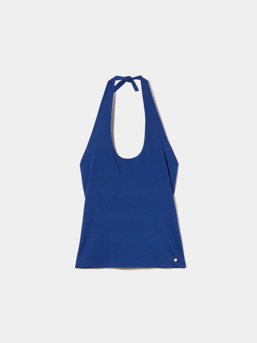 Top de punto con cuello halter