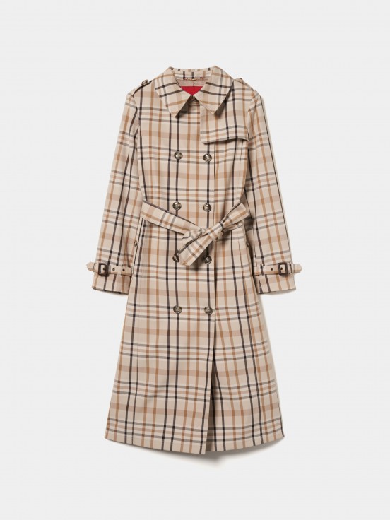 Checkered trench coat