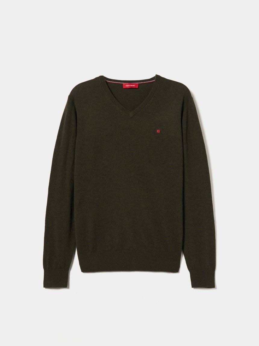 Pullover de l� decote em V