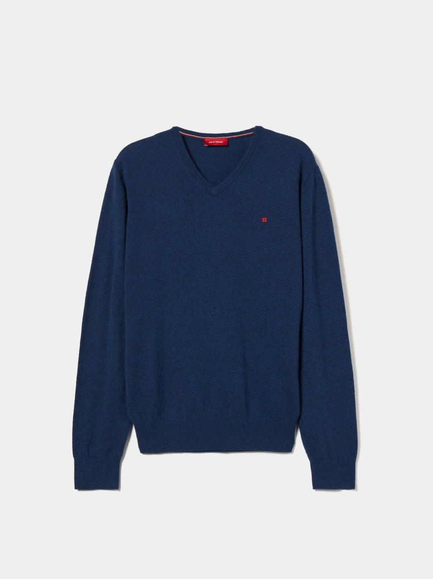 Pullover de l� decote em V