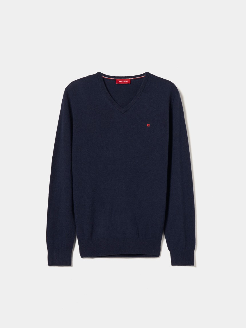 Pullover de l� decote em V