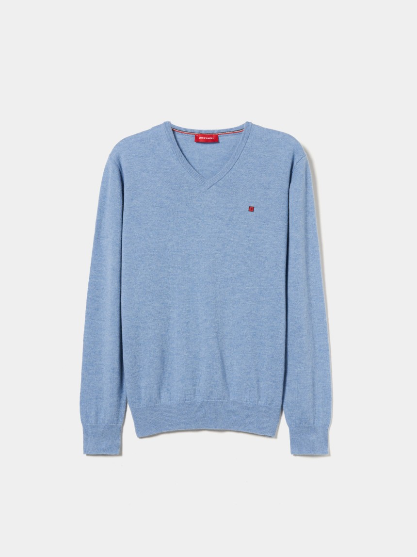 Pullover de l� decote em V