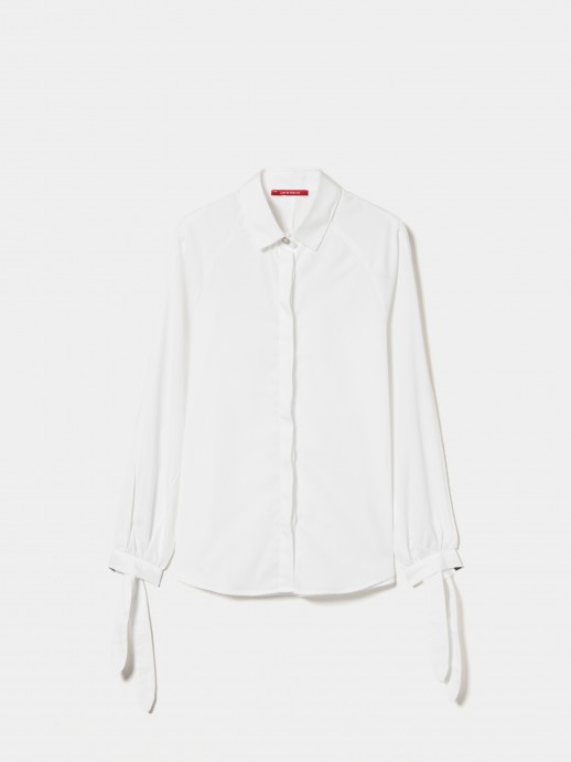 Poplin shirt with ribbon
