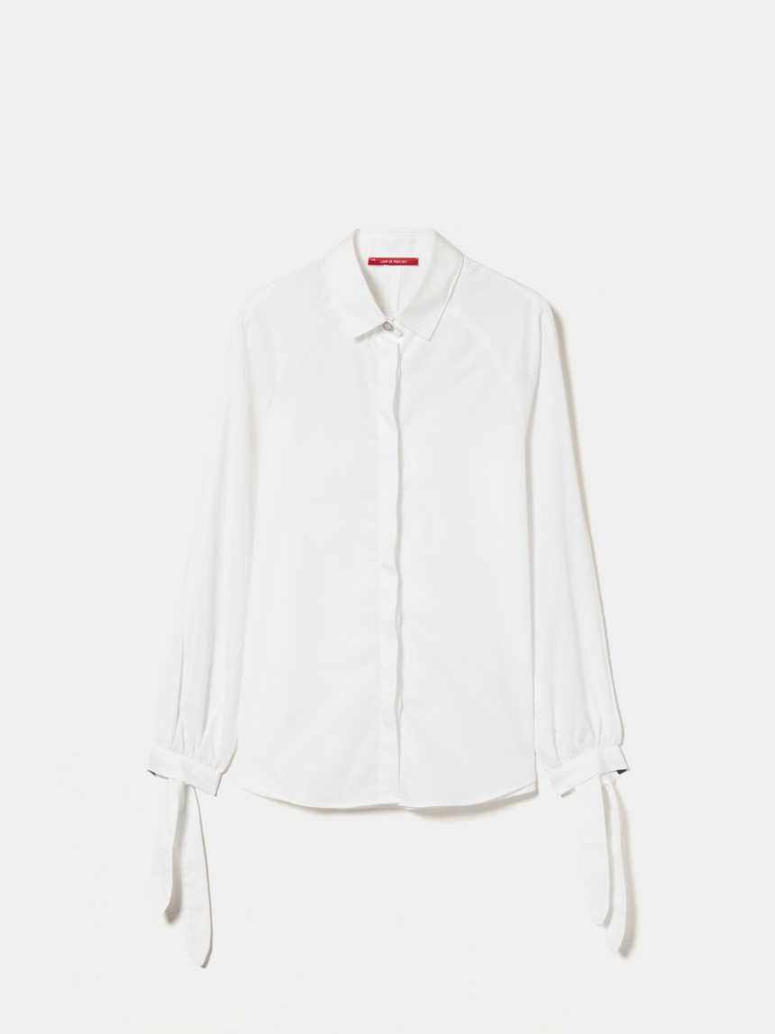 Poplin shirt with ribbon