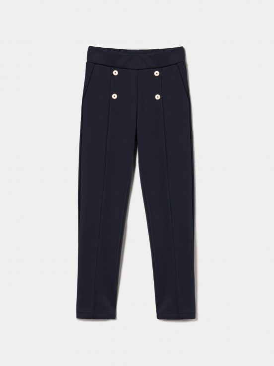 Knitted trousers with buttons