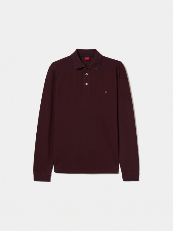 Long sleeve piqu polo shirt