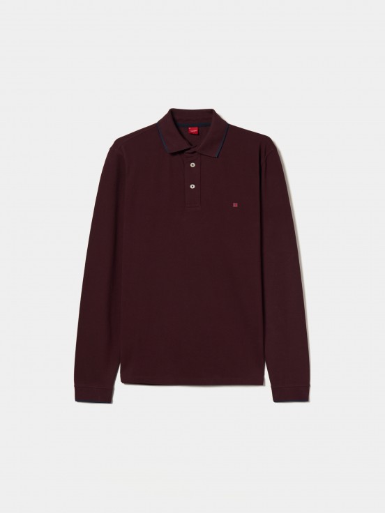 Long sleeve piqu polo shirt