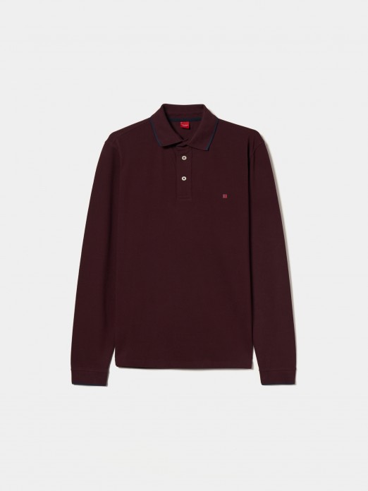 Long sleeve piqu polo shirt