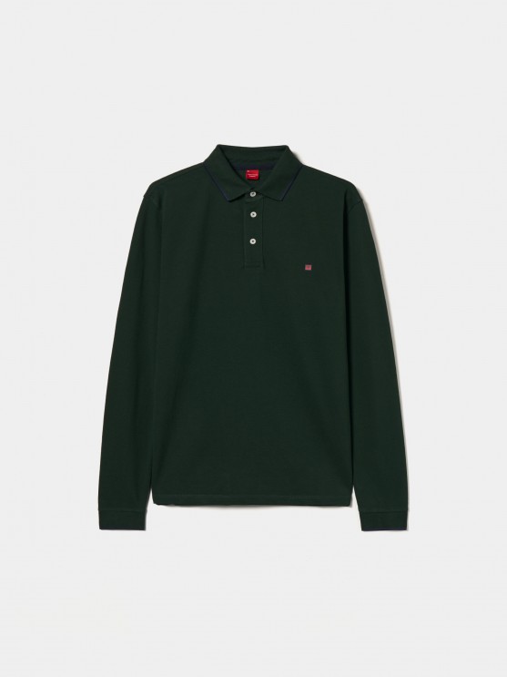 Long sleeve piqu polo shirt