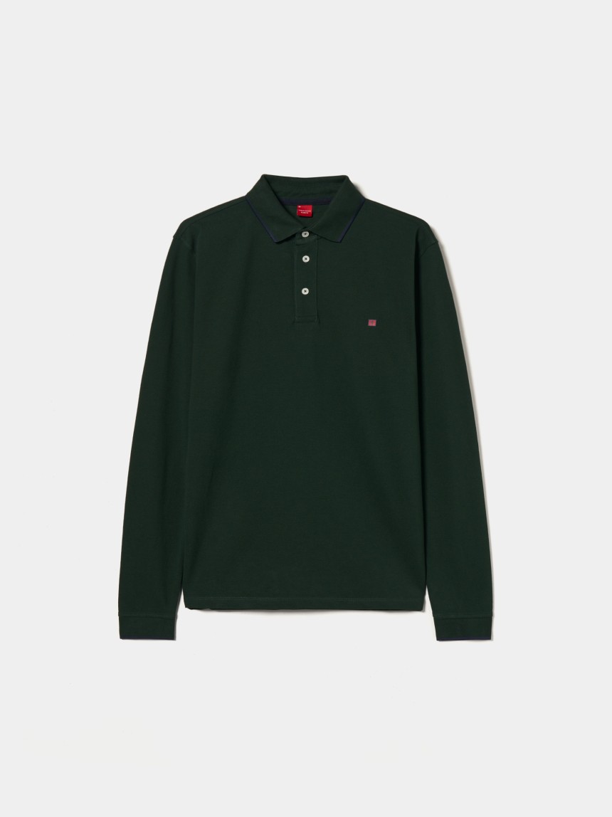 Long sleeve piqu� polo shirt