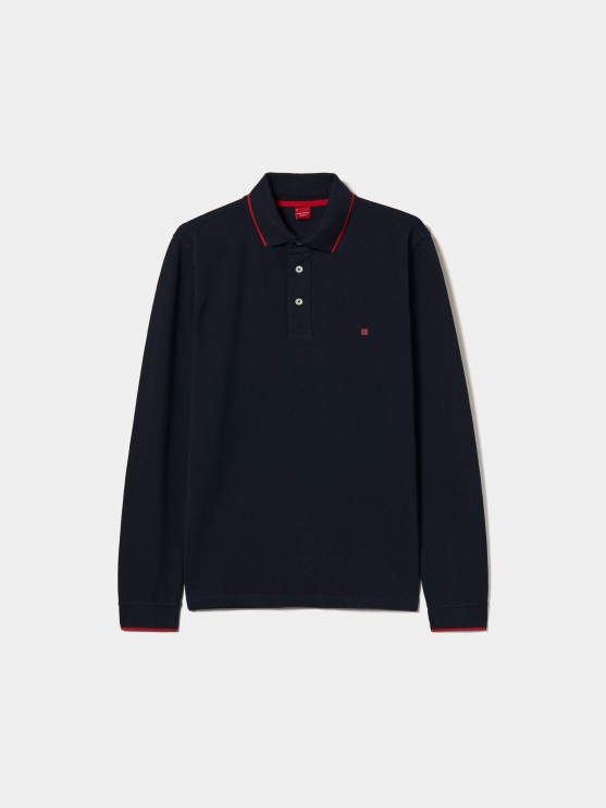 Long sleeve piqu polo shirt
