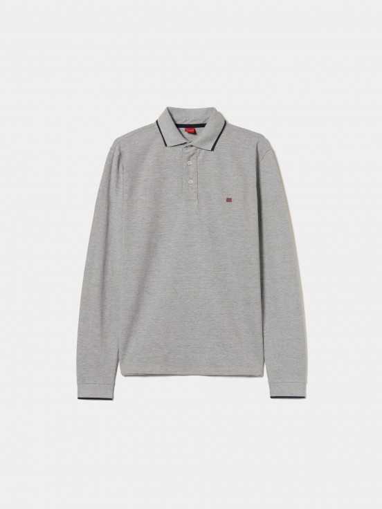 Long sleeve piqu polo shirt