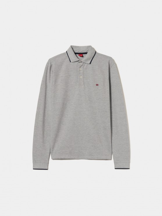 Long sleeve piqu polo shirt
