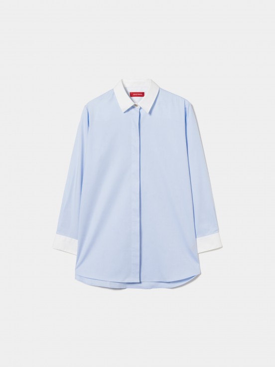 Color block cotton shirt