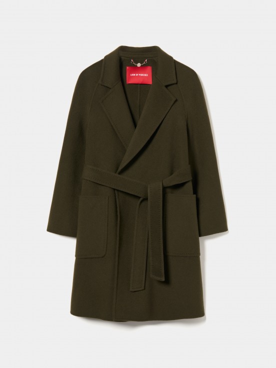 Belted wool overcoat