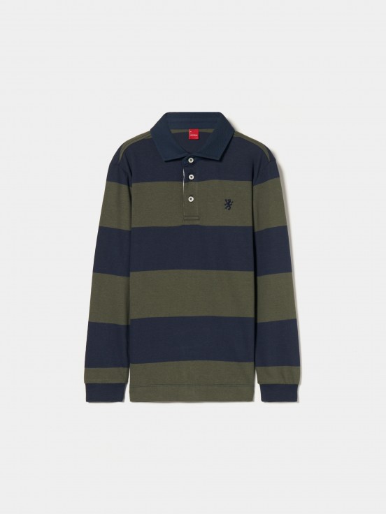 Long sleeve striped polo