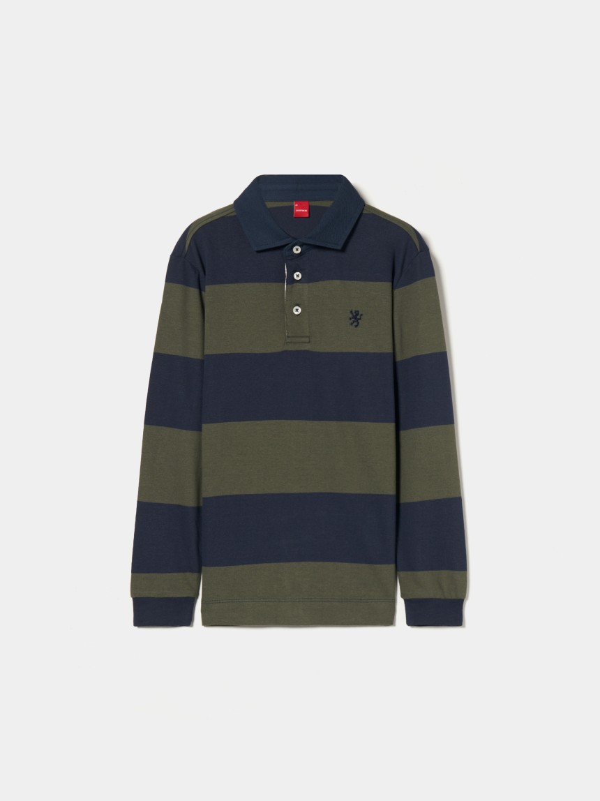 Polo �s riscas manga comprida