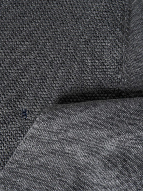 Long sleeve polo with texture