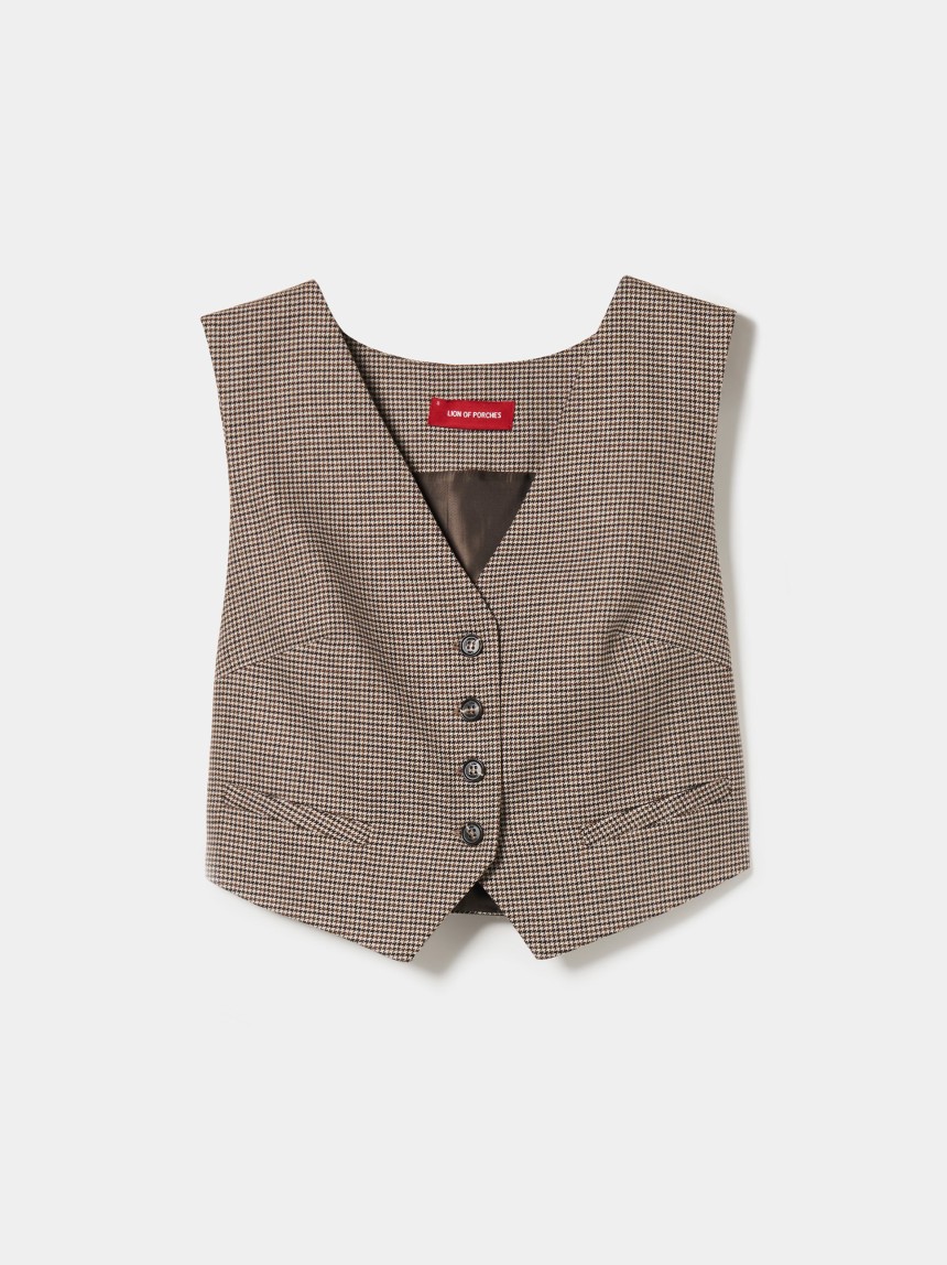 Short houndstooth vest