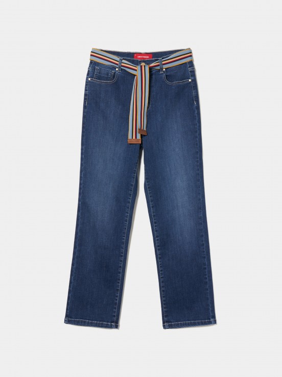 Denim pants with belt