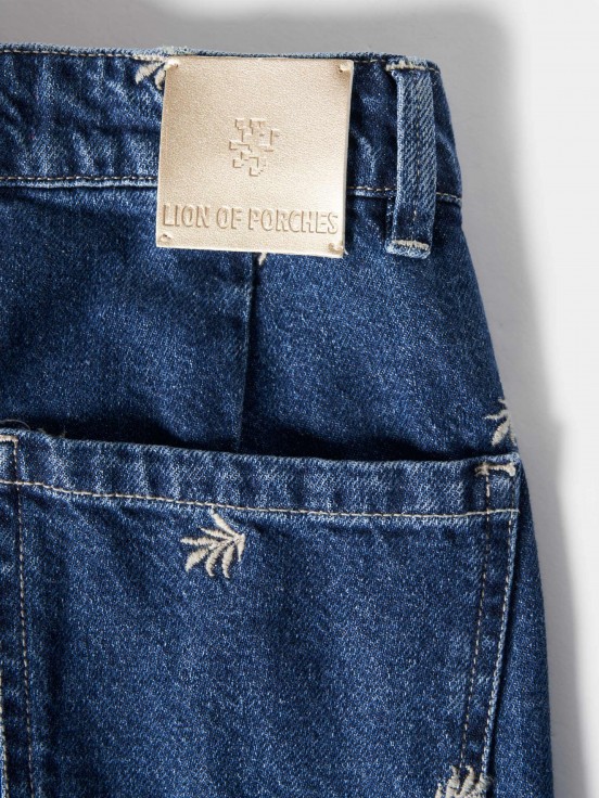 Embroidered denim pants