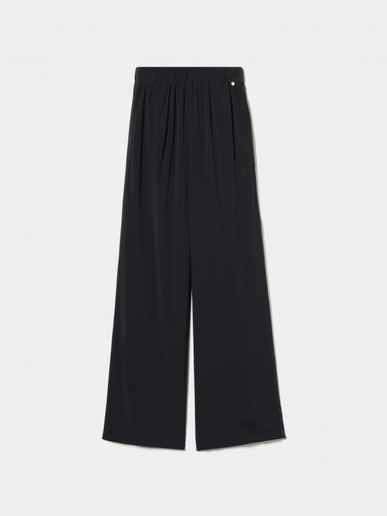 Wide pants with elastic waist