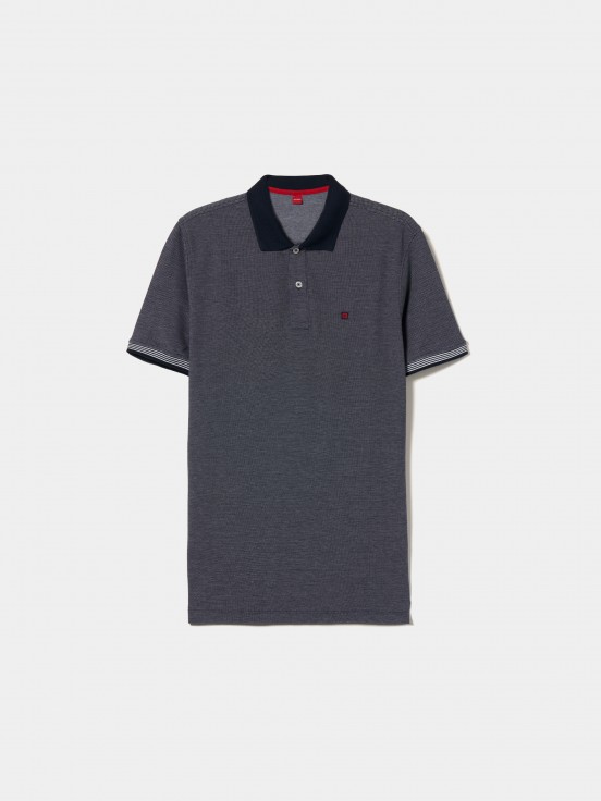 Two-tone knit piqu polo