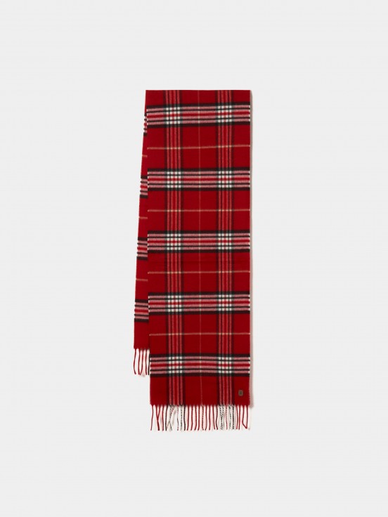 Plaid scarf with fringes