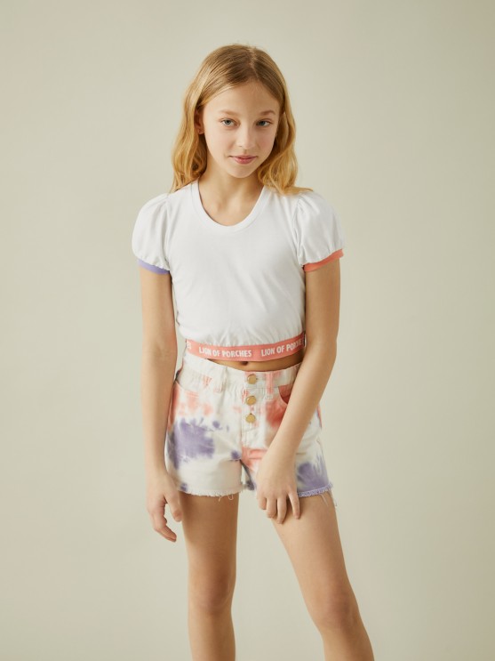 Balloon sleeve T-shirt