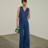Linen vest with gold buttons